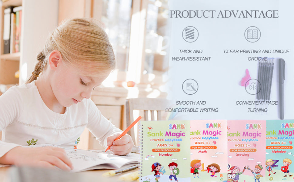 Sank Magic Practice Copybook (4 BOOKS,1 PEN,1 GRIP,10 REFILL)